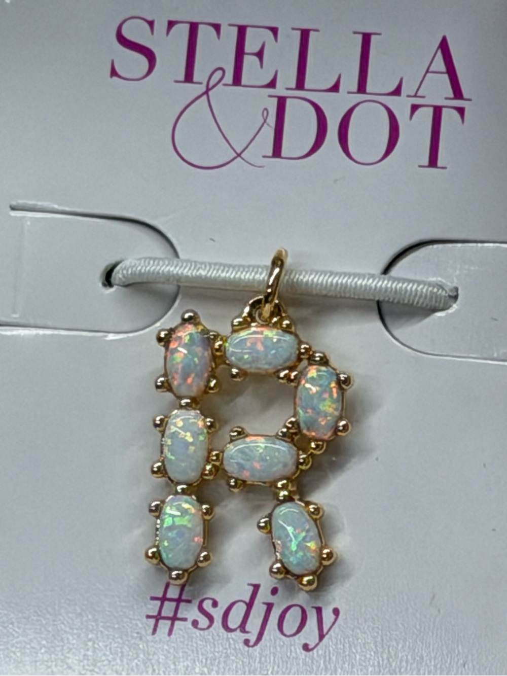Stella & Dot Pearl Necklace Charm R Initial